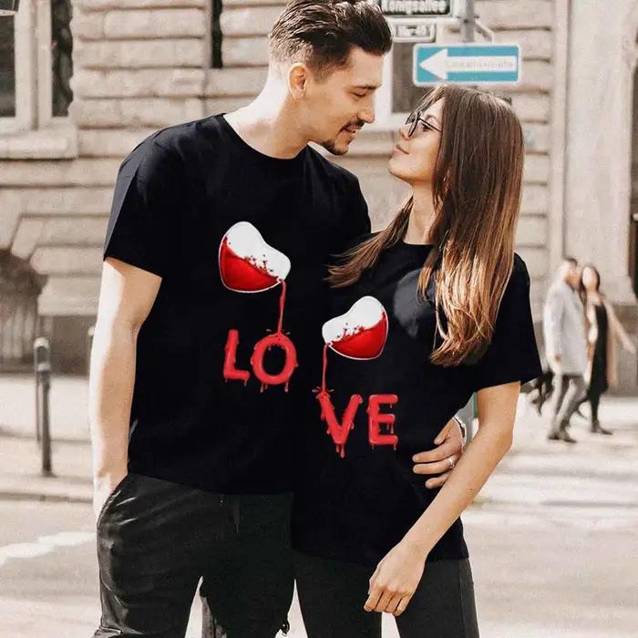 Kráľ a kráľovná Pár Tričko Srdce Potlač Pár