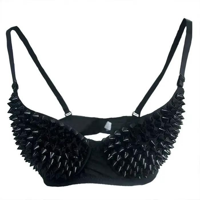 Strieborné nity Punk Rave Bralette Gotická Lingerie Podprsenka Sexy Push Up Top Diskotéka Ples Bar Móda Horúce Podprsenky pre Ženy
