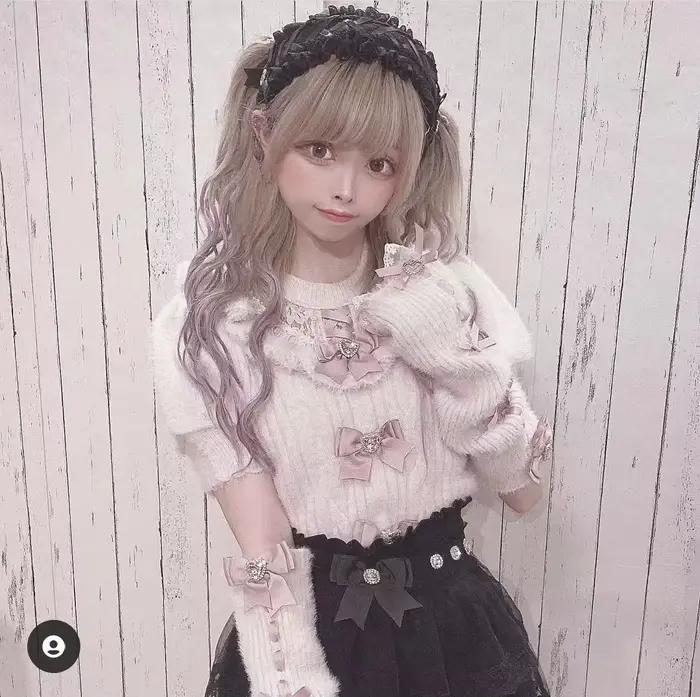 Japonský štýl roztomilý mäkký odnímateľný motýlik kožušina dlhé rukávy tenký sveter jeseň a zima Lolita dievča