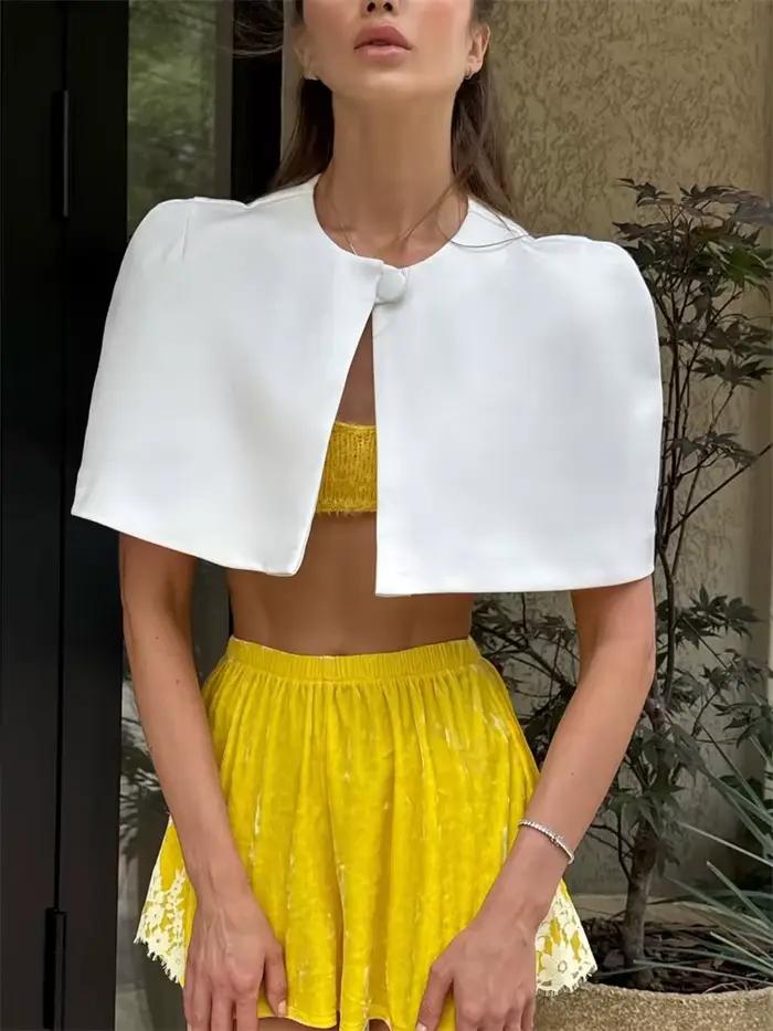 Tossy letný módny nádržový kryt pre ženy Patchwork cesta Cardigan krátky top elegantné pevné Y2k vesta top