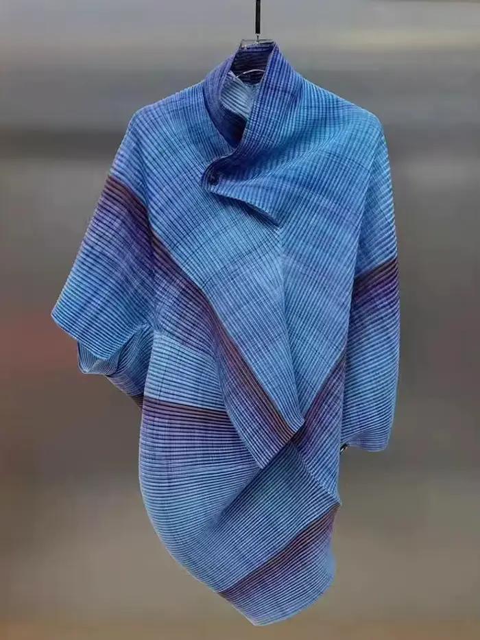 YUDX plisovaný farebný blok nepravidelný t-shirt pre ženy s prehnutými rukávmi netopier voľný módny Chic Štýl nový 2025 žena