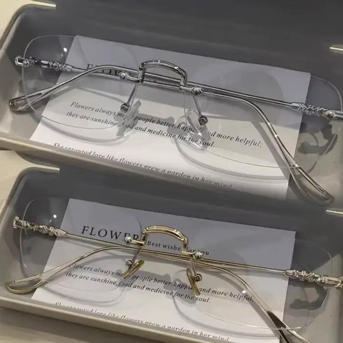 Štvorcové okuliare bez okrajov proti modrému svetlu pre ženy a mužov