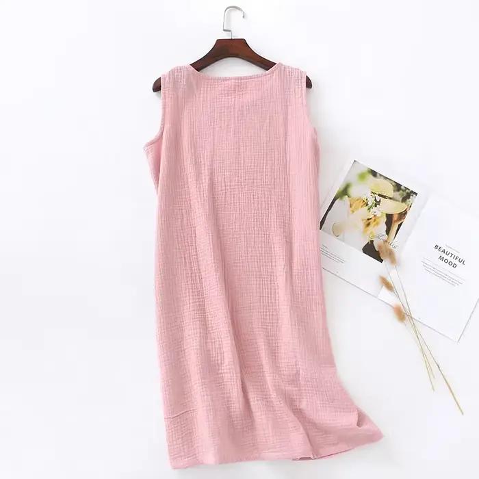 Chemise de nuit en fibre de coton pour femmes, vêtements de nuit monochromes, chemise de nuit d'été, vêtements de chambre taille adt, robes de nuit GlaStyle pour dames