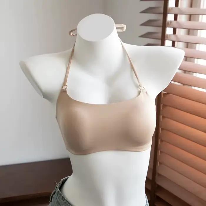 Soutien-gorge Halter sans couture et sans dos pour femme, sans armatures, push-up, anti-affaissement, doux et confortable, pour usage quotidien, maison ou bureau, tailles S M L XL