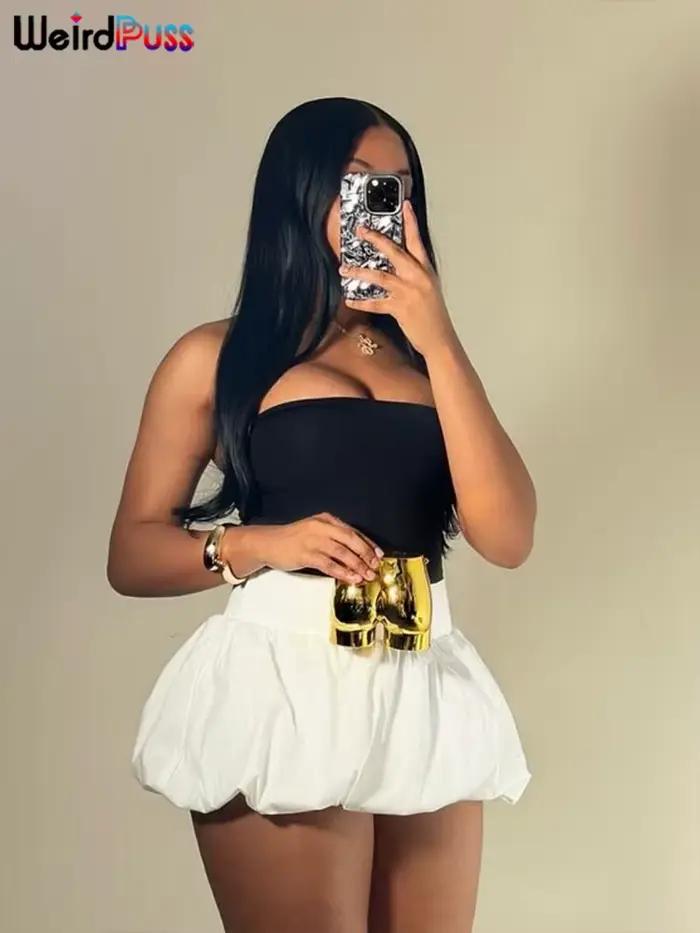 nibber Jupes de bal pour femmes, style Y2K Hottie Chic, tendance estivale, mini-jupes à taille haute, basiques pour anniversaire, streetwear, basiques audacieux