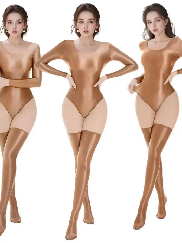 Nové veľké veľkosti Sexy jednofarebné body pre ženy lesklé a hladké