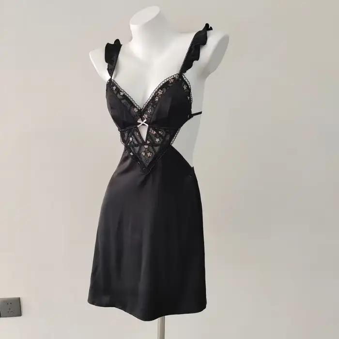 Chemise de nuit brodée pour femmes, lingerie française, chemise de nuit sexy, vêtements de détente purs, pyjamas à bretelles, haute qualité, nouveau