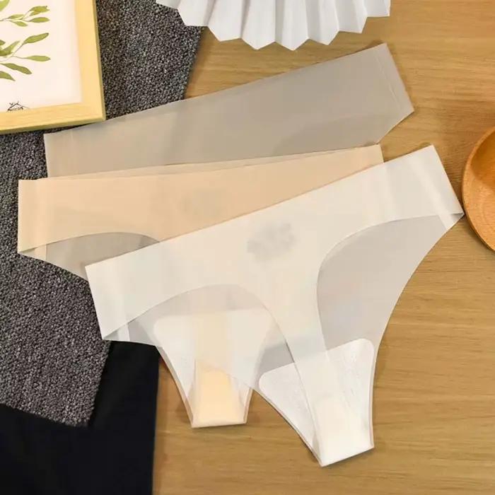 Culotte transparente d'été en soie glacée pour femmes, sans trace, Yoga, Fitness, slip sans couture, string, taille basse, respirant, quotidien