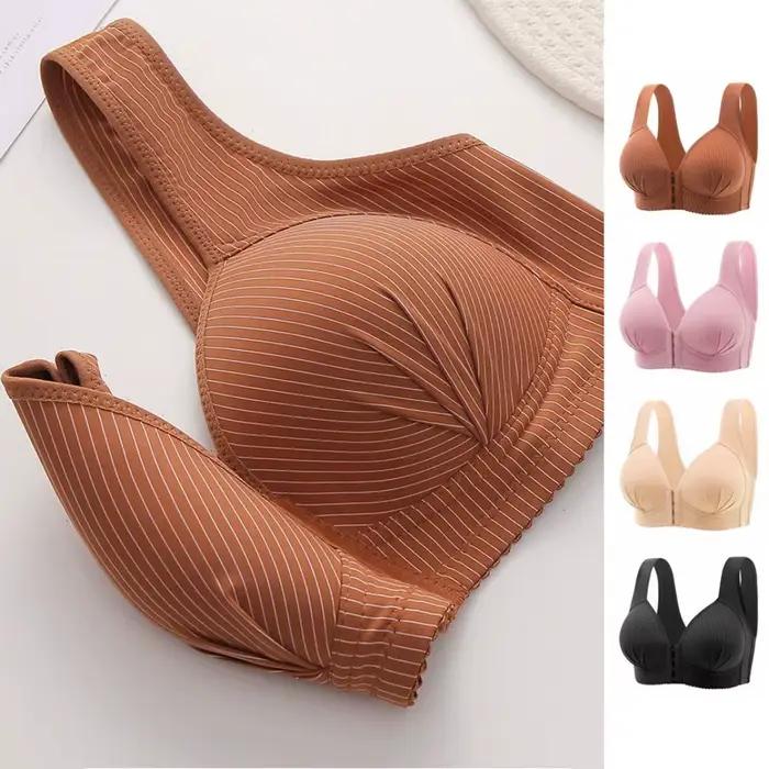 Soutien-gorge intime grande taille sans fil, décolleté en V profond, bouton avant, antichoc, sans couture, sous-vêtements Anti-affaissement, Push Up pour femmes et filles