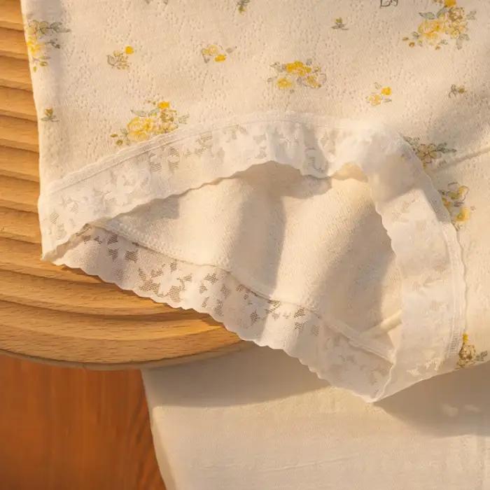 Culotte en coton et élasthanne avec dentelle et motif floral pour femmes occassions spéciales lingerie romantique et féminine