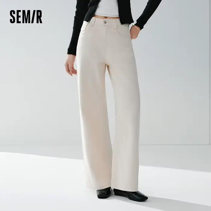 Semir retro džínsy pre ženy jar 2026 Lyocell zmes široké nohavice dĺžka po zem zakrývajúce boky predlžujúce nohy