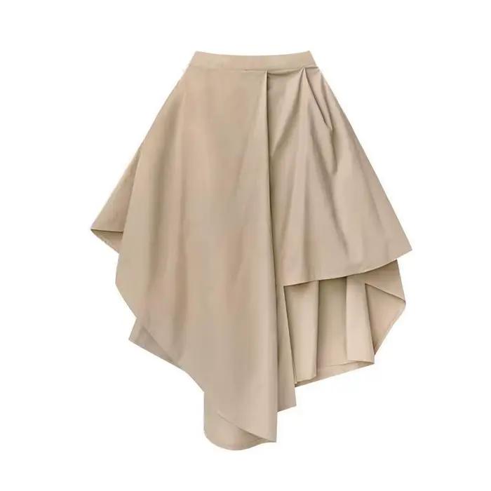 Jupe asymétrique pour femme, taille haute, coupe évasée, style queue de poisson, noire, collection Printemps-Automne 2026, type culotte