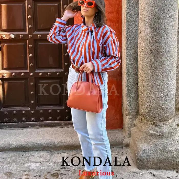 Blouse Kondala Vintage à Col Rabattu en Polyester avec Boutons pour Femmes Occasions Spéciales Printemps Été