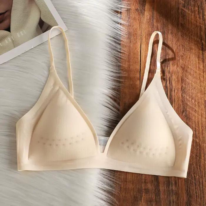 Soutien-gorge sans couture en soie glacée effet frais pour petites poitrines, sans armatures, avec coussinets respirants, soutien latéral anti-affaissement, lingerie quotidienne, tailles 32-38