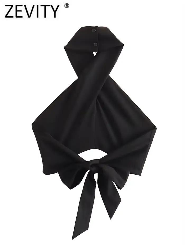 Blouse ZEVITY en acétate et polyester, coupe mince, design audacieux, col haut, sans manches, pour femmes élégantes, idéale pour les occasions estivales
