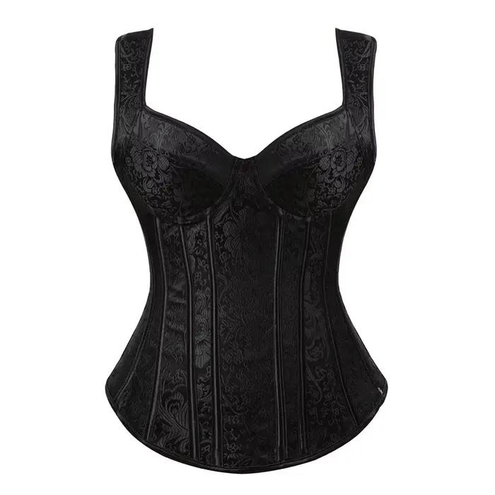 Corsets pour femmes fleur broderie Corset Vintage sangle Bustier Jacquard fermeture éclair Corsage Push Up Korsett dentelle Bustiers Costume de fête