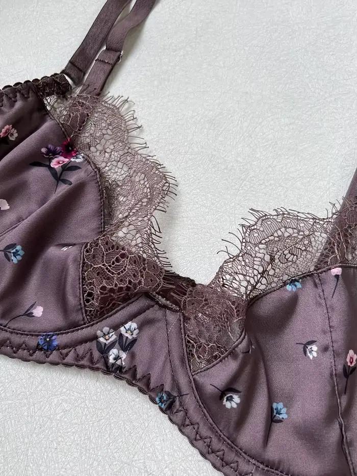 Francúzsky štýl lingerie set Belamimi | Sexy podprsenka a tangá s bodkami z čipky pre plné prsia