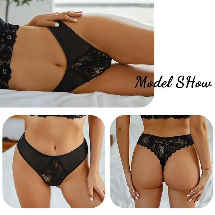 Dámske sexy čipkované tangáčiky jednofarebné kvetinové priesvitné spodné prádlo jemné priedušné intímna lingerie