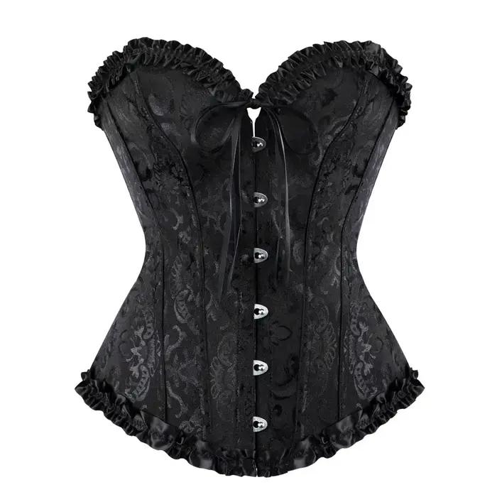 Bustiers et Corsets Sexy, hauts en dentelle florale pour femmes, Vintage, gothique, surbuste, Satin Jacquard