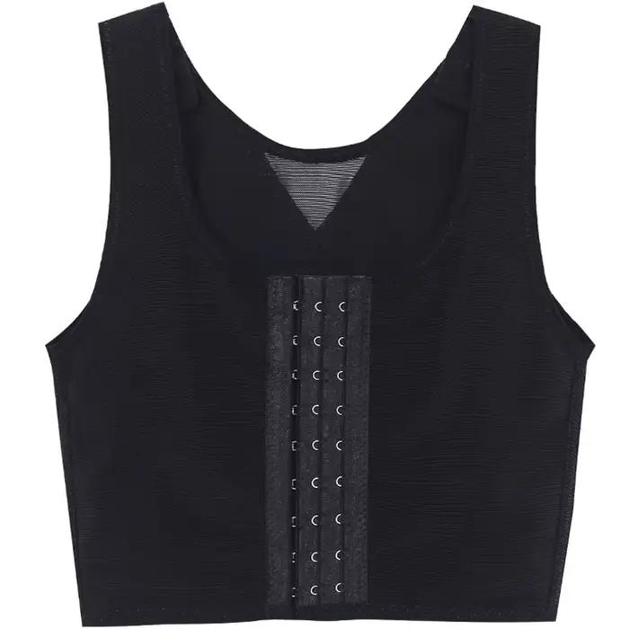Corset avec fermeture éclair sur la poitrine, maillot de corps court, bouton avant, laçage de poitrine, lesbienne, mince, aplatir, femme, Y