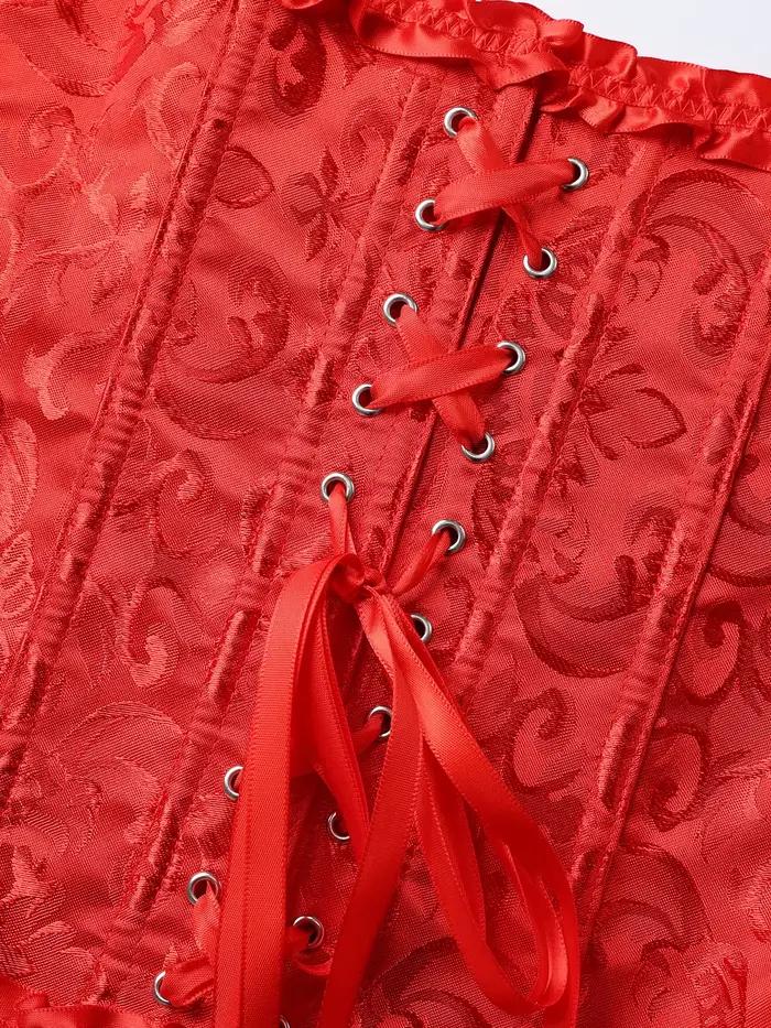 Červený jacquard korzetový top