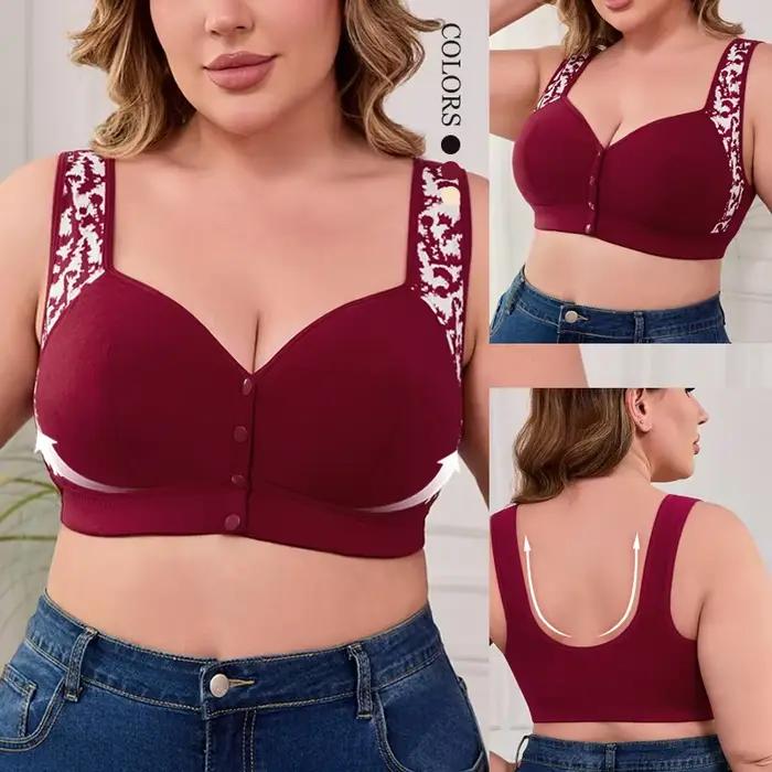 Soutien-gorge Confort Sans Armature à Fermeture Avant Grande Taille - Sans Coutures, Couvrance Totale, Facile à Mettre et à Retirer, Soutien-Gorge Femme Bonnets E 1XL-7XL
