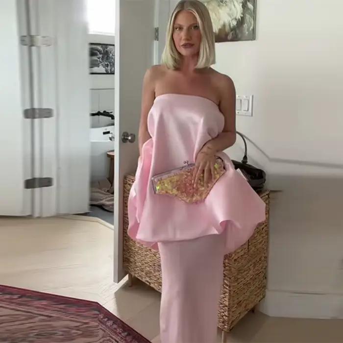 Ružové saténové bustier mini šaty pre ženy