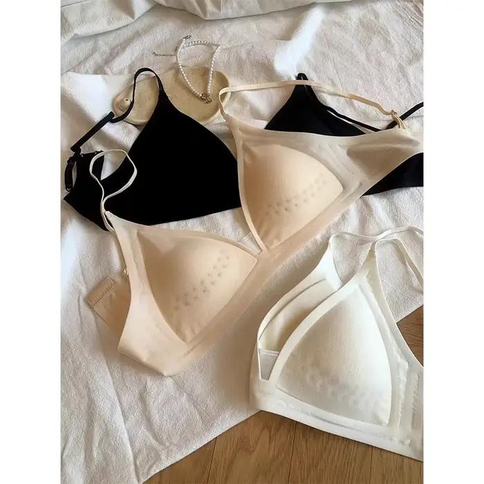 Soutien-gorge sans couture en soie glacée effet frais pour petites poitrines, sans armatures, avec coussinets respirants, soutien latéral anti-affaissement, lingerie quotidienne, tailles 32-38