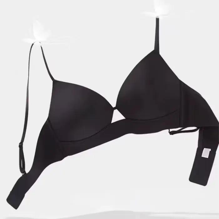 Soutien-gorge d'été à petit boutonnage pour femmes, léger, micro-rassemblement, seins latéraux, anti-affaissement, sans fil, nu, confortable, sans bretelle