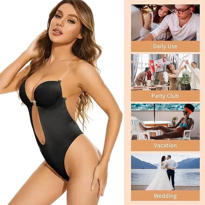 Body Invisible pre ženy string Shaper spevňujúci korzet Sexy hlboký výstrih do V odhalený chrbát Vystužený Push Up spevňujúca spodná bielizeň