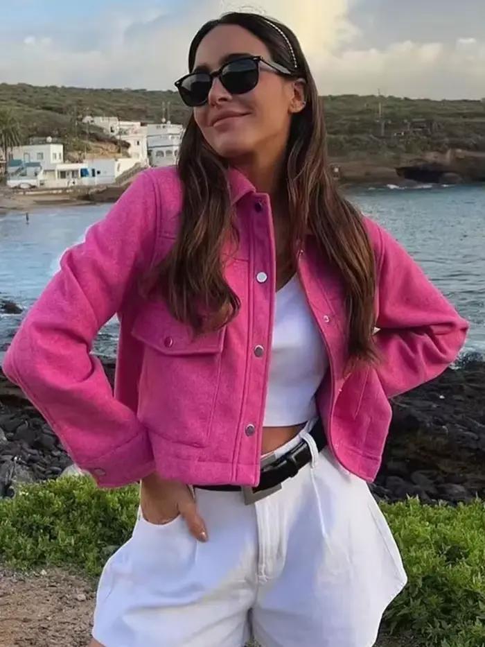 Veste en polyester élégante HH avec col carré pour femmes occasions formelles et quotidiennes