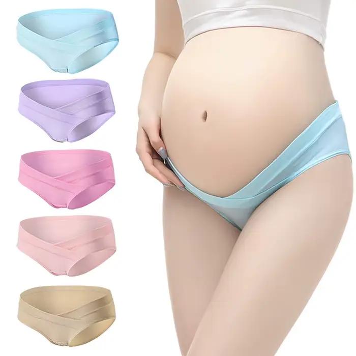 Sous-vêtements de maternité en coton pour femmes enceintes, culotte post-partum sous bosse, culotte de soutien du ventre douce en forme de V, respirante