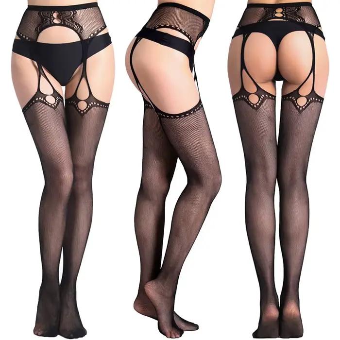 Lingerie érotique pour femmes : Bodys imprimés floraux, bas sexy avec jarretelles, collants résille ajourés, bodys sans entrejambe