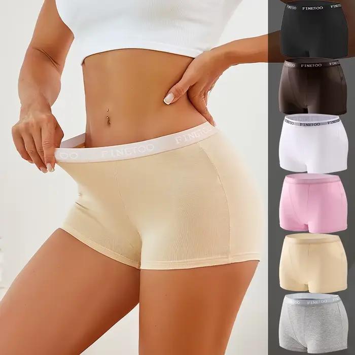 FINETOO sous-vêtements pour femmes pantalons à quatre coins culottes confortables antibactériennes entrejambe culotte respirante sport courte culotte Sexy