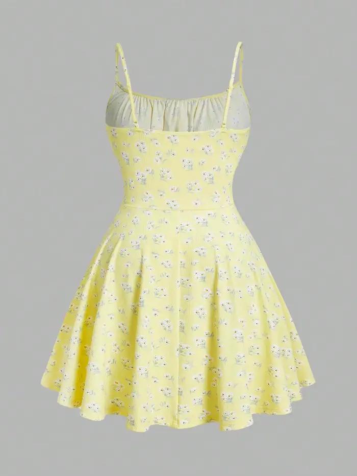 Elegantné kvetinové camisole šaty bez rukávov s tenkými ramienkami, nová móda