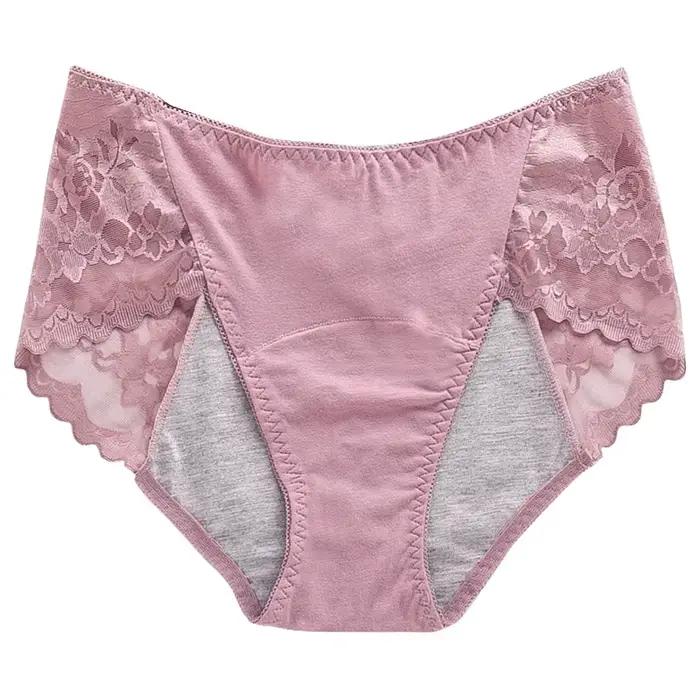1 pièces dame très abondante culotte menstruelle grande taille respirant femmes dentelle brève femme taille moyenne période physiologique sous-vêtements