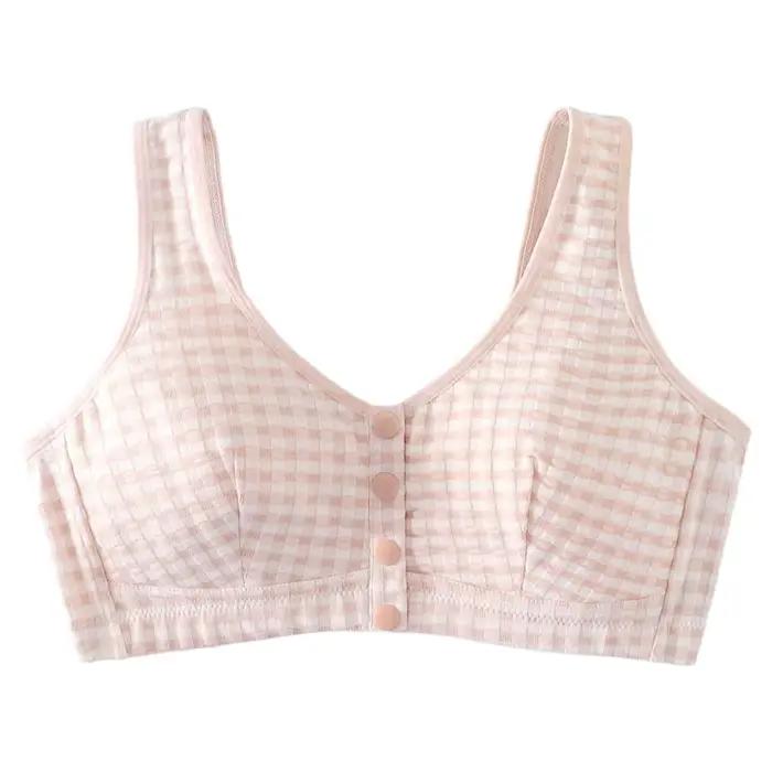 Soutien-gorge de sport en pur coton, confortable, anti-affaissement, sans armatures, style débardeur, avec boucle frontale, respirant, pour femme