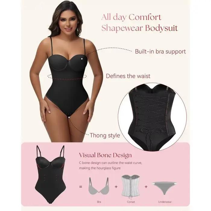 Bodysuit Gainant Pour Femmes Tailles S M L XL Avec Bretelles Réglables Coussinets De Poitrine En Coton Doux Pour Silhouette Parfaite Occasions Spéciales