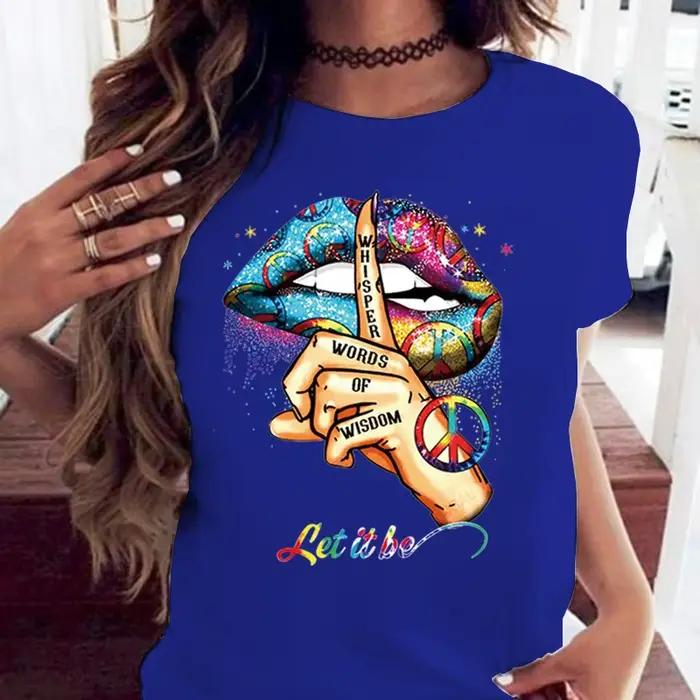 100% bavlna voľný okrúhly výstrih kreatívne krátke rukávy tričko pre ženy oversized