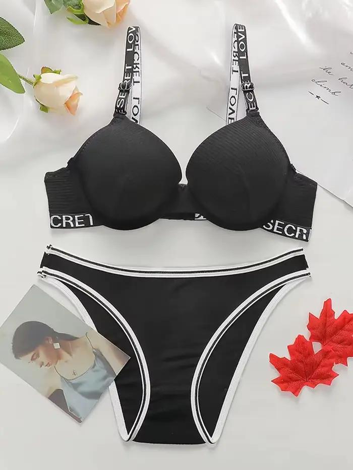 Ensemble Soutien-gorge Push Up À Armature Rembourré T Shirt Seamless Et String 2 Pièces Lingerie Quotidienne Femme Confort Maintien Tous Les Jours Toucher Doux Peau Design Moderne Qualité Supérieure C