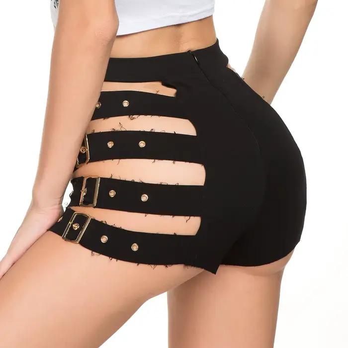 Soutien-gorge de boîte de nuit pour femmes, short Sexy noir et blanc, coupe latérale, ajouré, taille haute, nouvelle collection été 2025