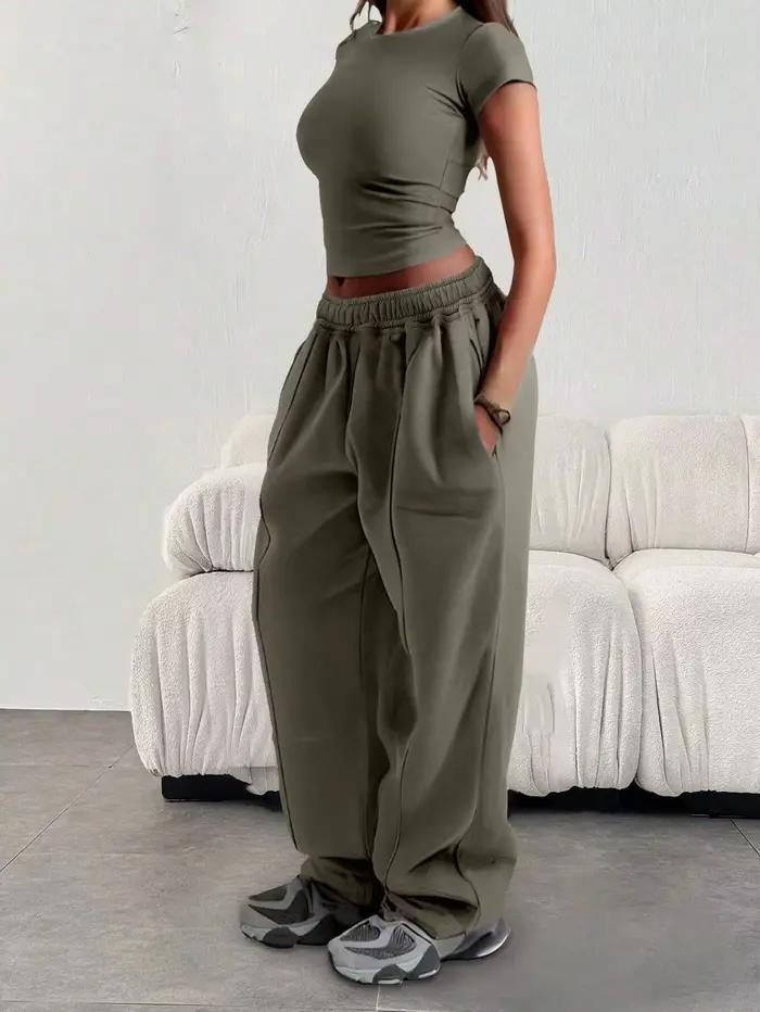 Veľká veľkosť nová móda ženy Fitness tepláky široká noha rovná dámske ležérne vysoký pás