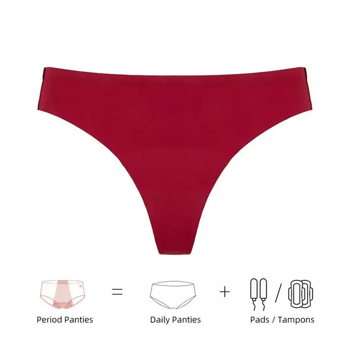 Bezšvové menštruačné tangá 4-vrstvové protiúnikové Bikiny Sexy nohavičky pre ženy s vysokým strihom rýchle vstrebávanie t-back