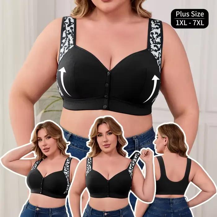Soutien-gorge Confort Sans Armature à Fermeture Avant Grande Taille - Sans Coutures, Couvrance Totale, Facile à Mettre et à Retirer, Soutien-Gorge Femme Bonnets E 1XL-7XL