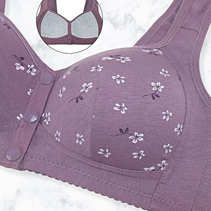 Soutien-gorge en coton à fermeture frontale pour femmes, confortable, sans fil, Camisole douce, sous-vêtements pour femmes d'âge moyen, grand buste, bonnet 48BC 50BC 52BC