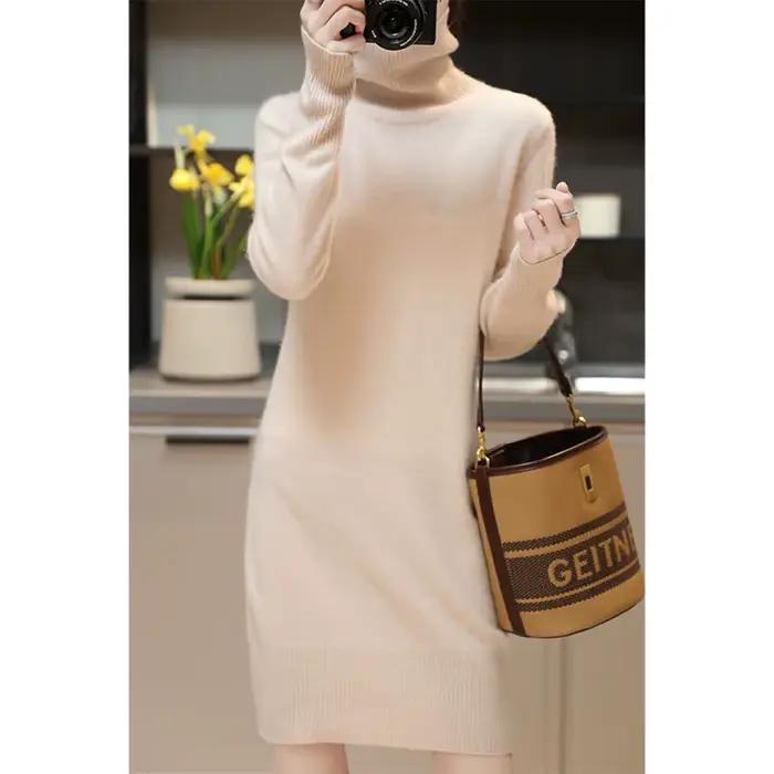 Dámske kašmírové šaty, elegantný outfit z merino vlny