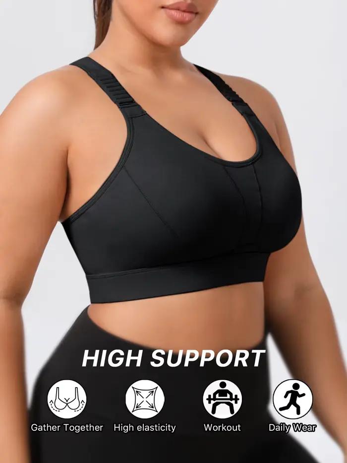 Soutien-gorge de sport grande taille pour femme, haute tenue, antichoc, bretelles réglables, soutien-gorge de sport fitness, maintien haute intensité, bonnet intégré, peut être porté à l'extérieur