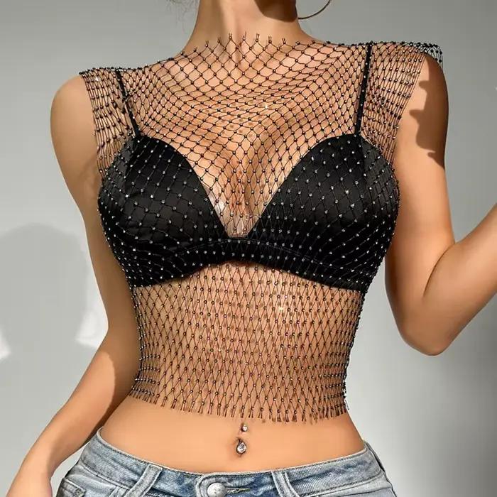 Dámsky sieťkovaný crop top