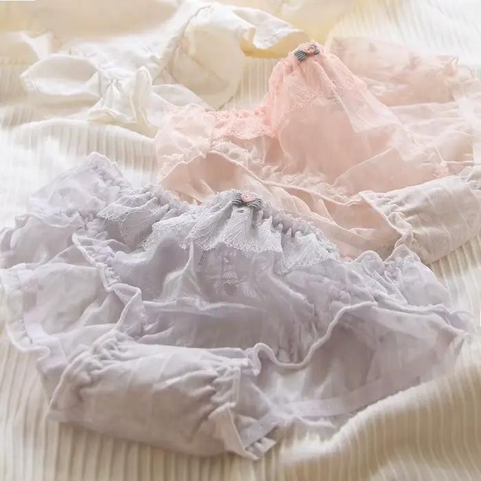 Sous-vêtements Sexy en dentelle pour femmes, culotte à fleurs, taille moyenne, sans couture, Lingerie féminine, M-XL