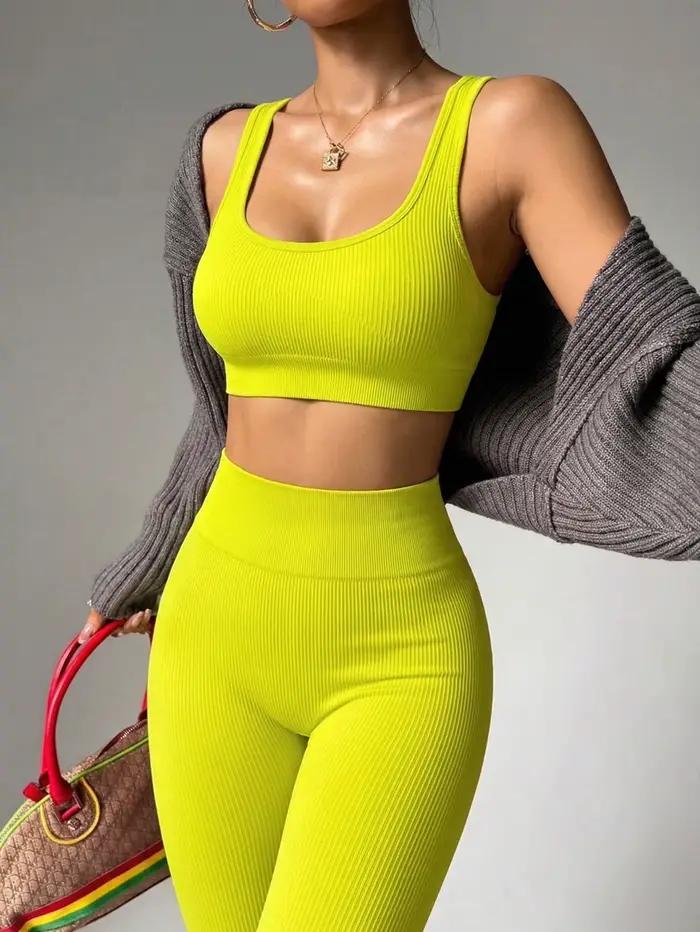 Combinaison de sport élastique color block dos nu sexy, effet push-up fessier, pour yoga